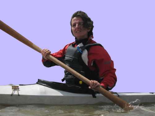 Orshi with Greenland paddle